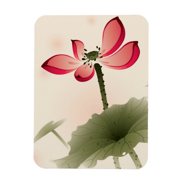 Oriental style Lotus Magnet (Vertical)