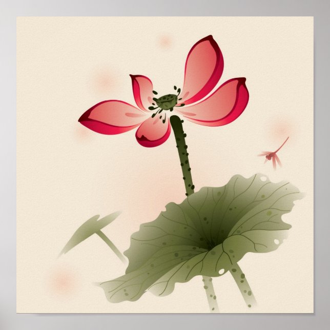 Oriental style Lotus Poster (Front)