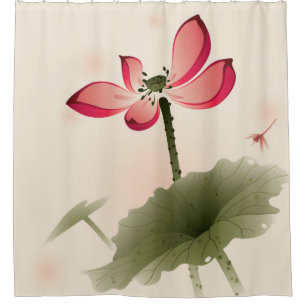 Oriental style Lotus Shower Curtain