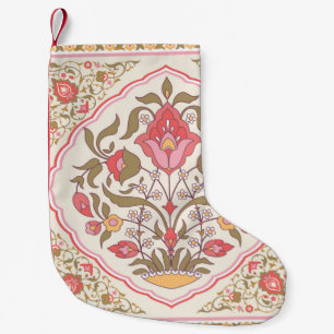 Oriental style ornate floral design small christmas stocking