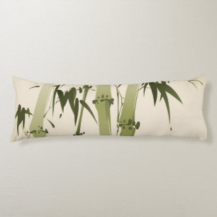 Oriental style painting, bamboo branches 2 body cushion