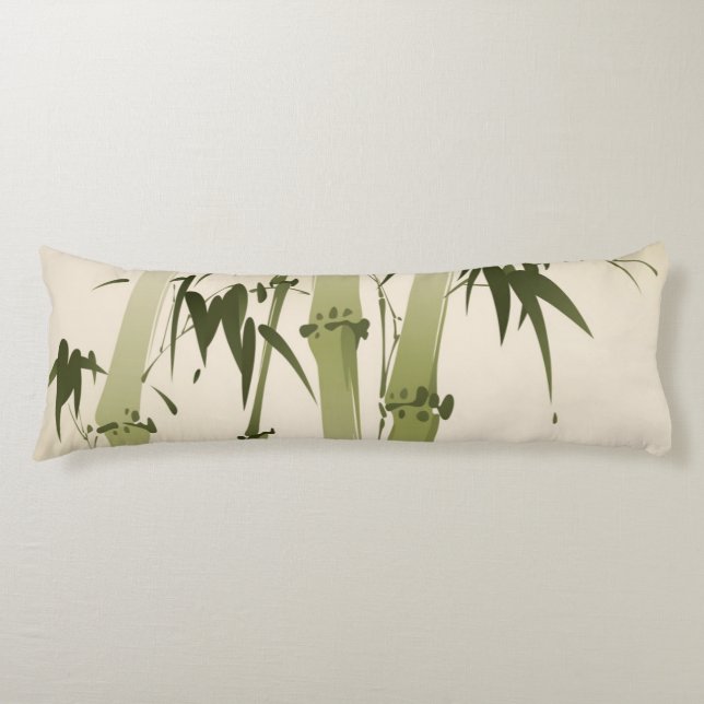 Oriental style painting, bamboo branches 2 body cushion (Front)