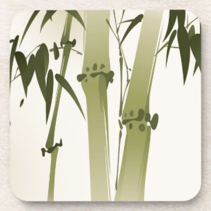Oriental style painting, bamboo branches 2 coaster