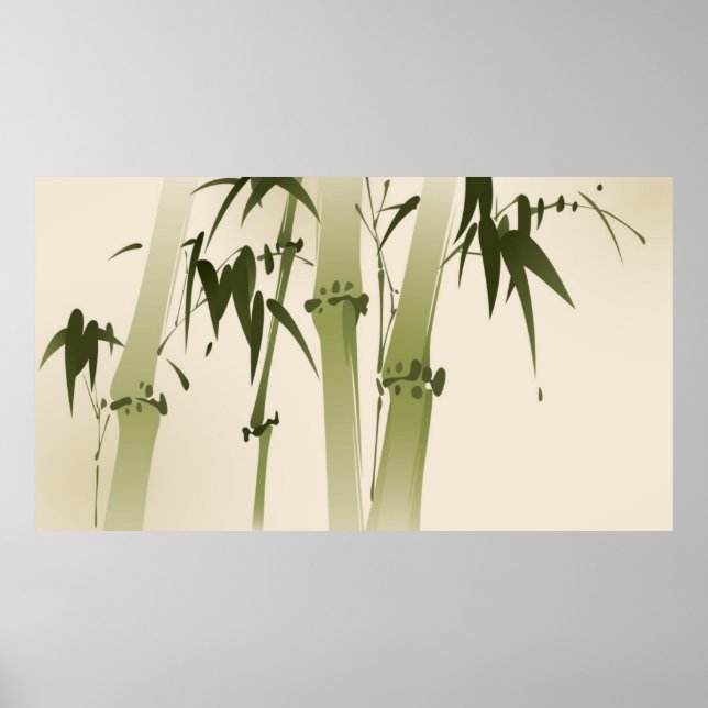 Oriental style painting, bamboo branches 2 poster (Front)