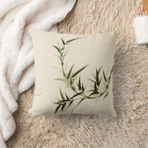 oriental style painting, bamboo branches cushion