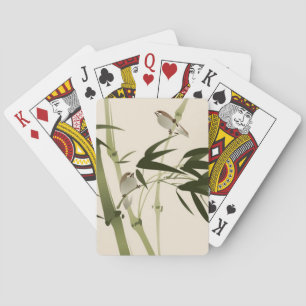 Oriental style painting, bamboo branches playing cards