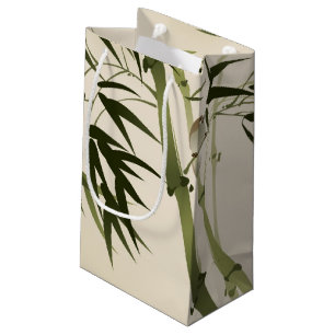 Oriental style painting, bamboo branches small gift bag