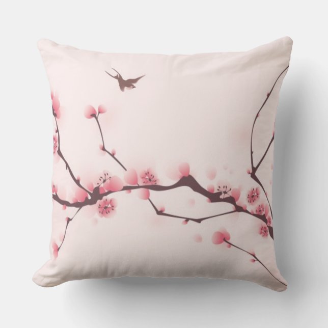 Oriental style painting, cherry blossom cushion (Front)