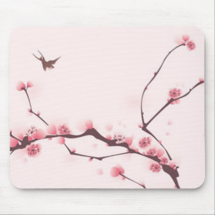 Oriental style painting, cherry blossom mouse pad