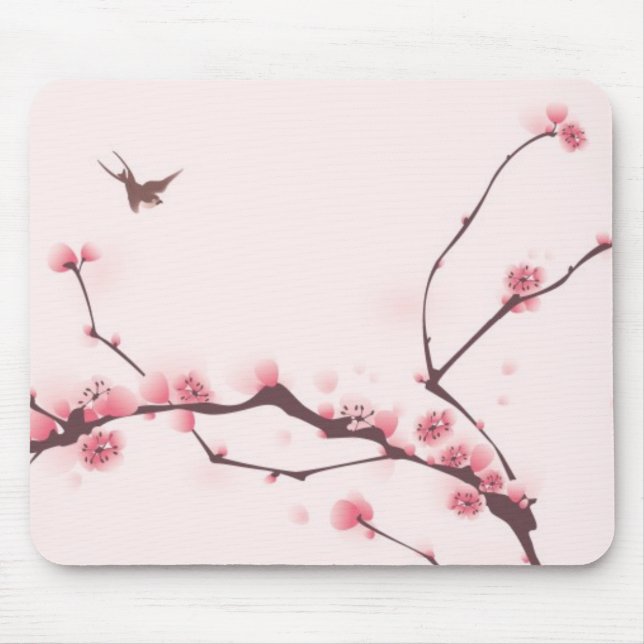 Oriental style painting, cherry blossom mouse pad (Front)
