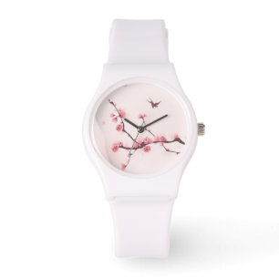 Oriental style painting, cherry blossom watch