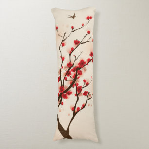 Oriental style painting, plum blossom in spring 2 body cushion
