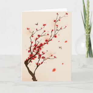 Oriental style painting, plum blossom in spring 2 card