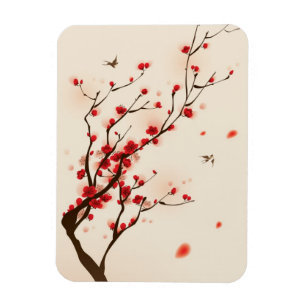 Oriental style painting, plum blossom in spring 2 magnet