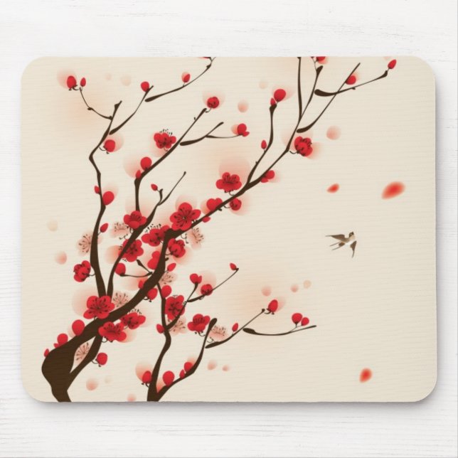 Oriental style painting, plum blossom in spring 2 mouse pad (Front)