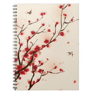 Oriental style painting, plum blossom in spring 2 notebook
