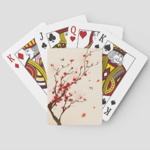 Oriental style painting, plum blossom in spring 2 playing cards