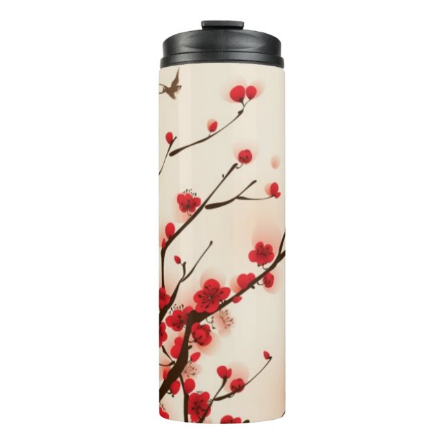Oriental style painting, plum blossom in spring 2 thermal tumbler (Front)