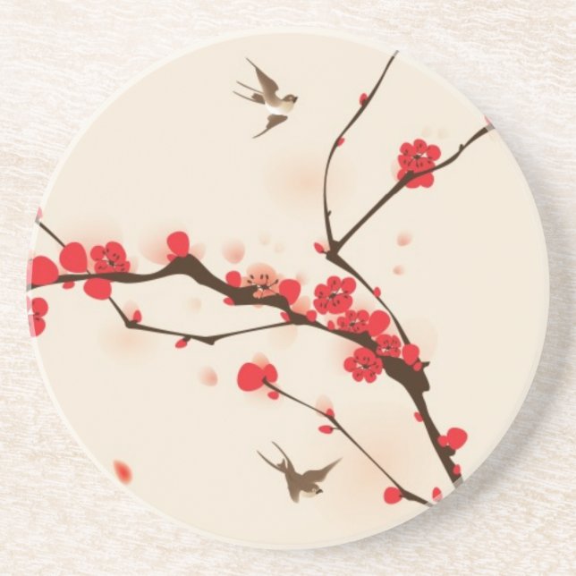 Oriental style painting, plum blossom in spring 3 coaster (Front)