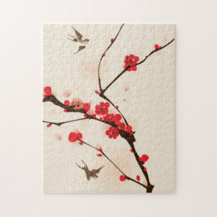 Oriental style painting, plum blossom in spring 3 jigsaw puzzle