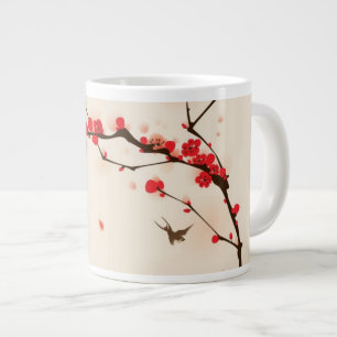 Oriental style painting, plum blossom in spring 3 large coffee mug