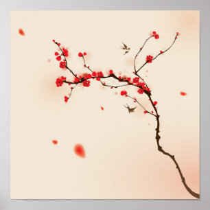 Oriental style painting, plum blossom in spring 3 poster