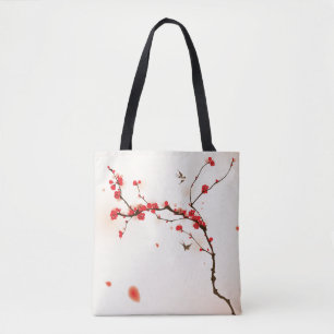 Oriental style painting, plum blossom in spring 3 tote bag