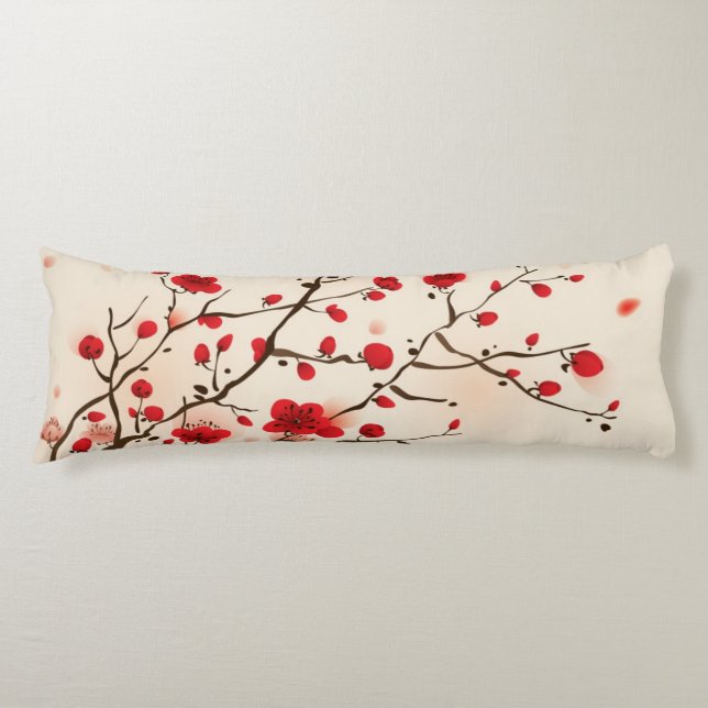 Oriental style painting, plum blossom in spring body cushion (Front)