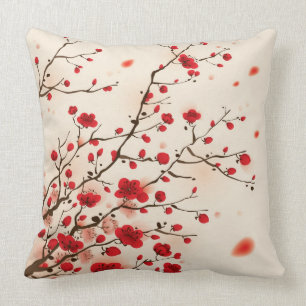 Oriental style painting, plum blossom in spring cushion