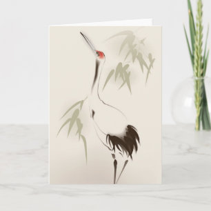 Oriental style painting, Red-crowned Crane Card