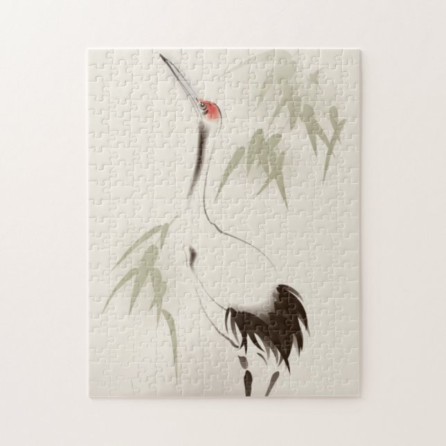 Oriental style painting, Red-crowned Crane Jigsaw Puzzle (Vertical)