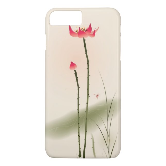 Oriental style painting, tall Lotus Case-Mate iPhone Case (Back)