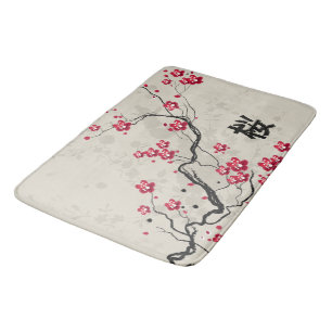Oriental Style Sakura Cherry Blossom Art Bath Mat
