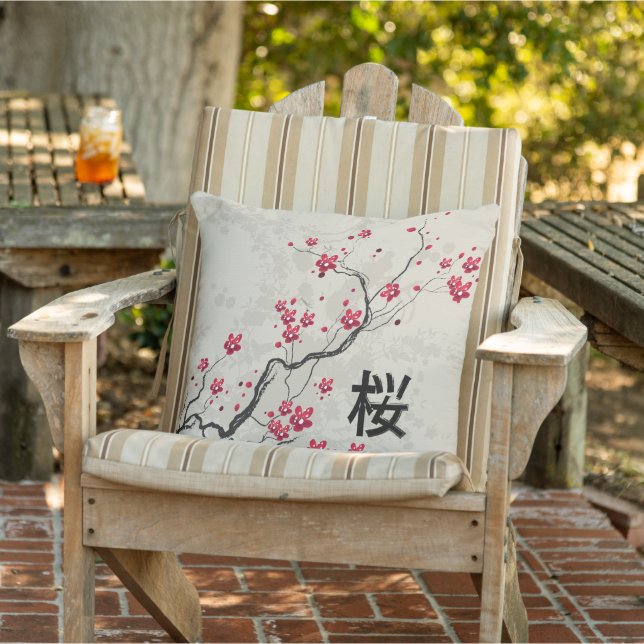 Oriental Style Sakura Cherry Blossom Art Cushion (Chair)