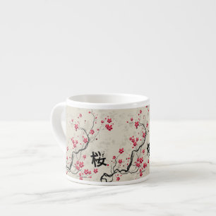 Oriental Style Sakura Cherry Blossom Art Espresso Cup