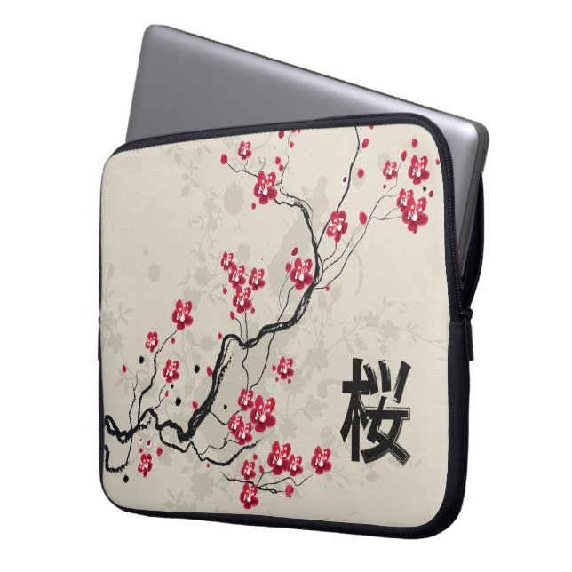 Oriental Style Sakura Cherry Blossom Art Laptop Sleeve (Front Left)