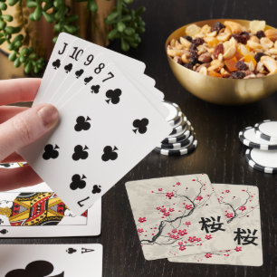 Oriental Style Sakura Cherry Blossom Art Playing Cards
