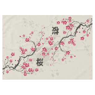 Oriental Style Sakura Cherry Blossom Art Tablecloth