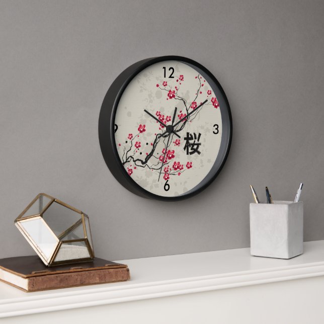 Oriental Style Sakura Cherry Blossom Art Wall Clock (Office)