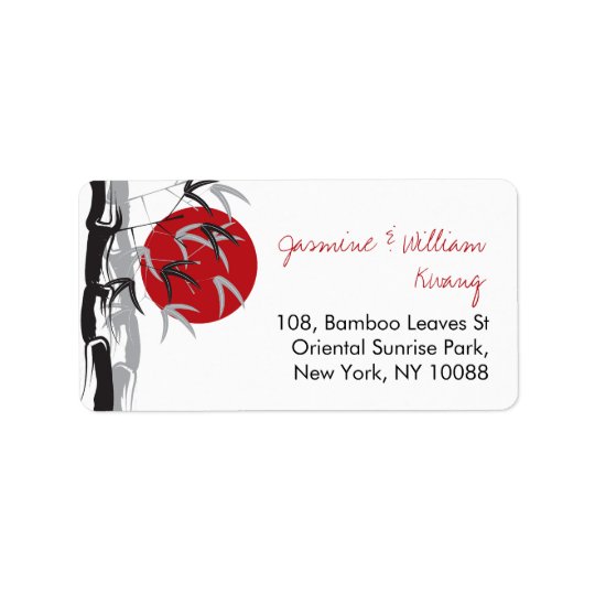 Oriental Sunrise Bamboo Garden Zen Wedding Labels