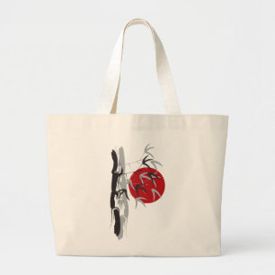 Oriental Sunrise Bamboo Leaves Tree Artistic Zen Large Tote Bag