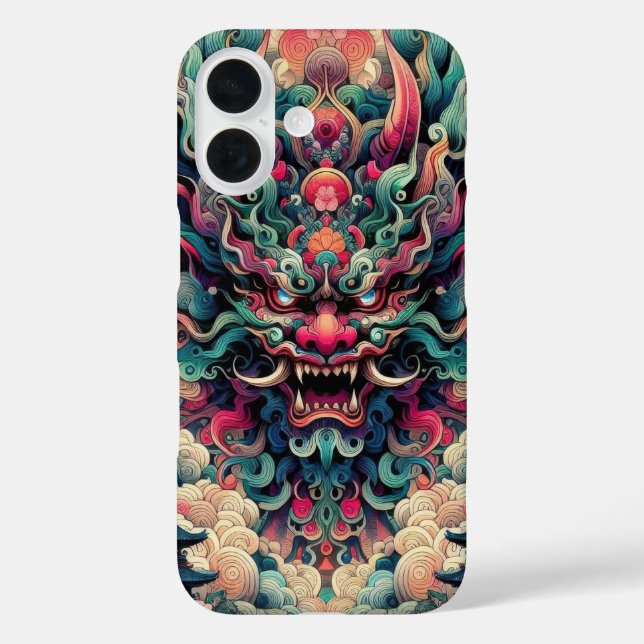 Oriental symetrical abstract Oni demon face tattoo Case-Mate iPhone Case (Back)
