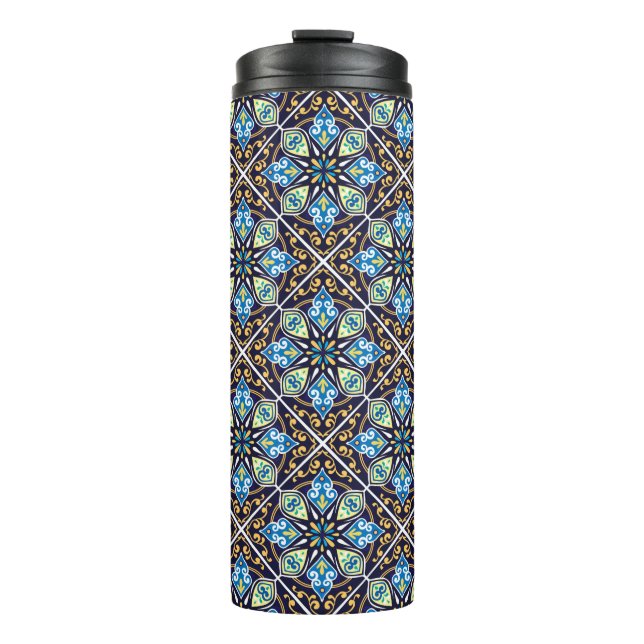 Oriental tiles, Azulejos diagonal  Thermal Tumbler (Front)