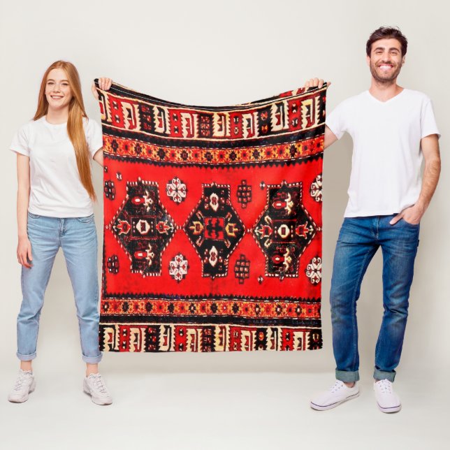 Oriental tribal pattern fleece blanket (In Situ)
