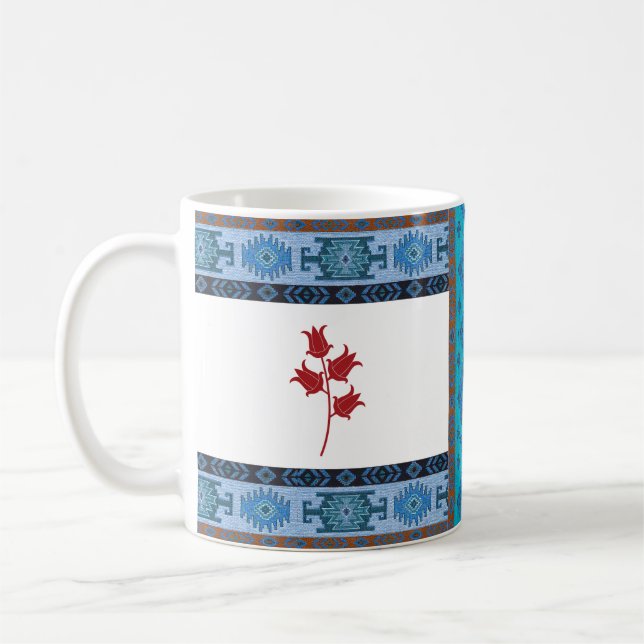 Oriental Turkish Pattern Blue Mug with Tulips (Left)