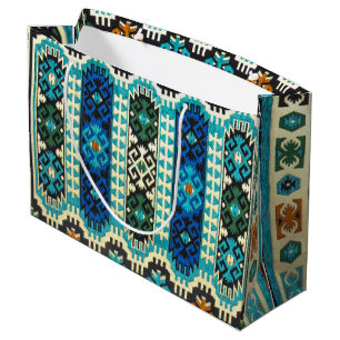Oriental Turkish Persian Carpet Blue Green Large Gift Bag