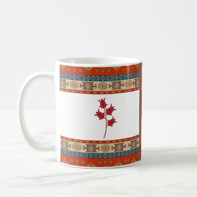 Oriental Turkish Red And Brown Mug with Tulips (Left)
