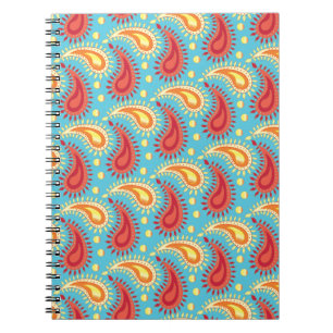 Oriental Turquoise Orange Persian Paisley Pattern Notebook