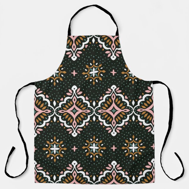 Oriental vintage damask pattern. Talavera pottery. Apron (Front)