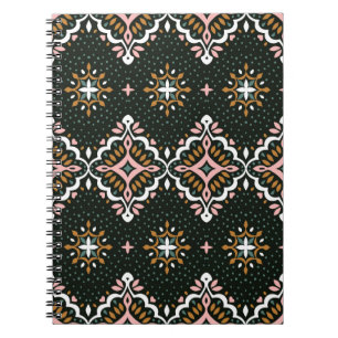 Oriental vintage damask pattern. Talavera pottery. Notebook